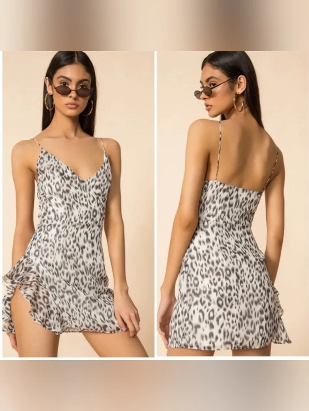 Revolve Superdown Spaghetti Strap Leopard Print Mini Dress